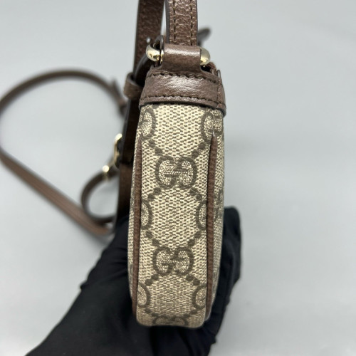 Gucci Web Mini Ophidia Shoulder Bag GG Supreme Monogram Beige Ebony