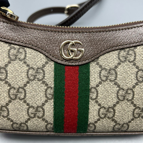 Gucci Web Mini Ophidia Shoulder Bag GG Supreme Monogram Beige Ebony