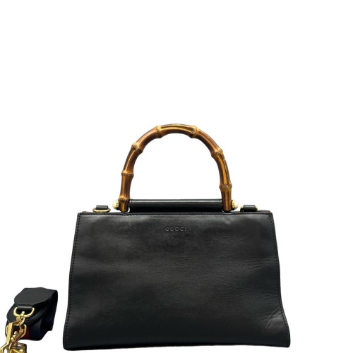 Gucci Bamboo Pearl Shoulder Bag Calfskin Black
