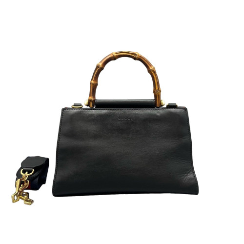 Gucci Bamboo Pearl Shoulder Bag Calfskin Black