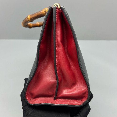 Gucci Bamboo Pearl Shoulder Bag Calfskin Black