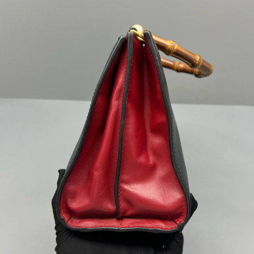 Gucci Bamboo Pearl Shoulder Bag Calfskin Black