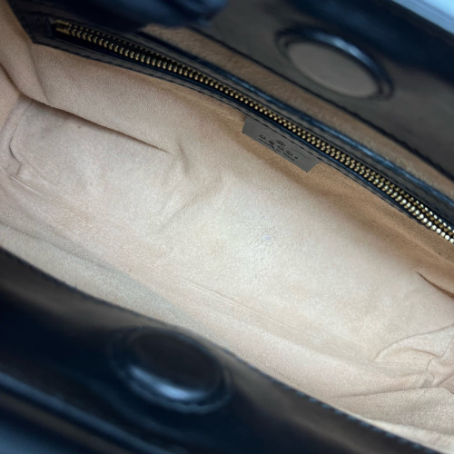 Gucci Bamboo Pearl Shoulder Bag Calfskin Black