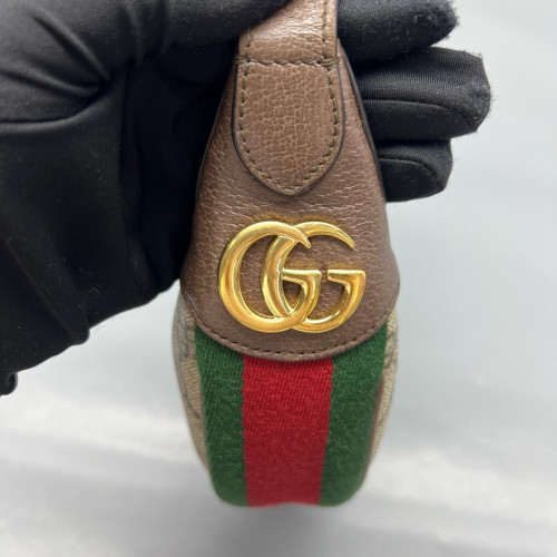 Gucci Mini Ophidia Half Moon Hobo Calfskin GG Supreme Monogram Beige Ebony