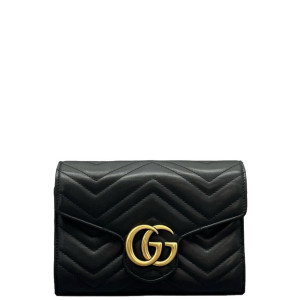 Gucci Matelasse GG Marmont Chain Wallet Calfskin Black