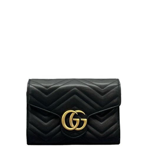 Gucci Matelasse GG Marmont Chain Wallet Calfskin Black