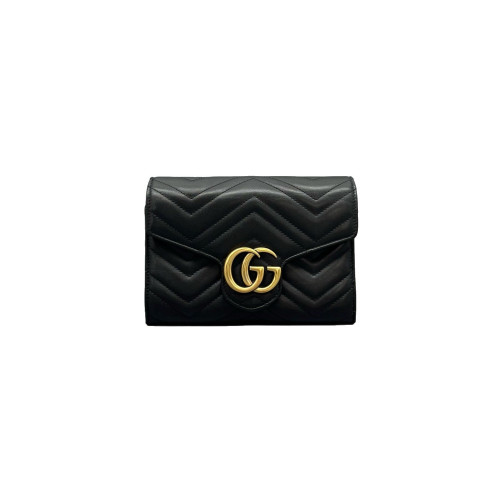 Gucci Matelasse GG Marmont Chain Wallet Calfskin Black