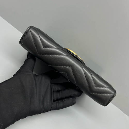 Gucci Matelasse GG Marmont Chain Wallet Calfskin Black