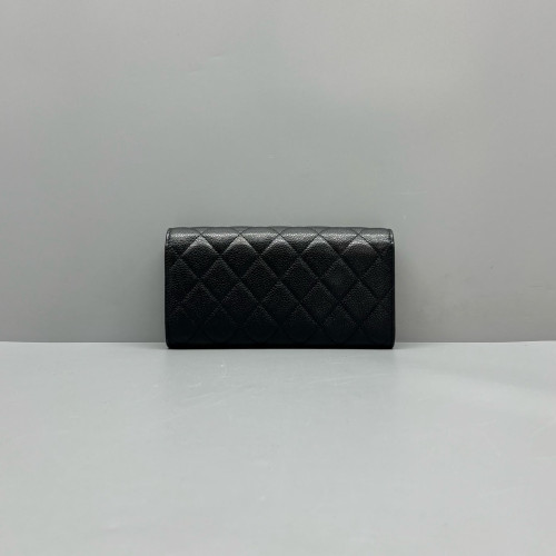 Chanel Quilted Yen Wallet Calfskin Black