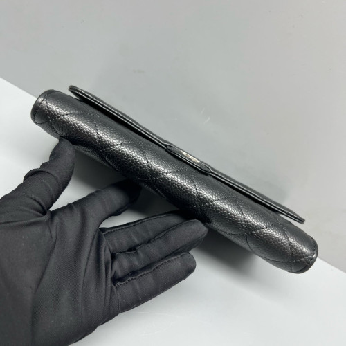 Chanel Quilted Yen Wallet Calfskin Black