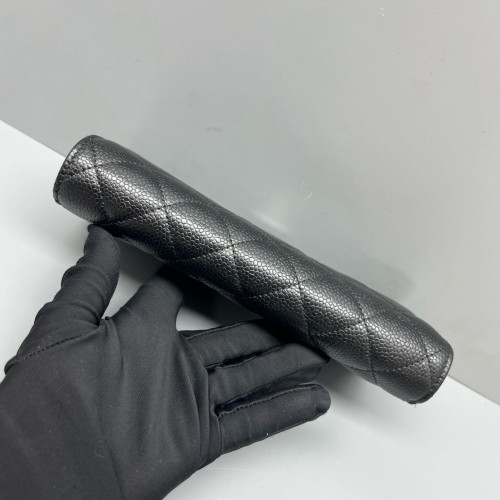 Chanel Quilted Yen Wallet Calfskin Black
