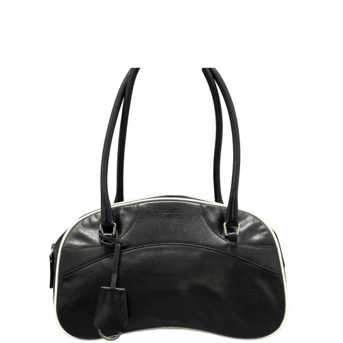 Prada Bowling Bag Calfskin Black White