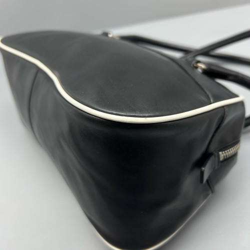 Prada Bowling Bag Calfskin Black White