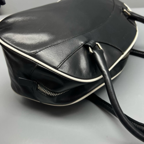 Prada Bowling Bag Calfskin Black White