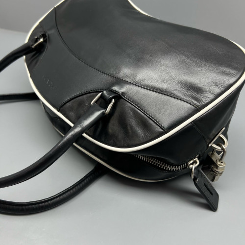 Prada Bowling Bag Calfskin Black White