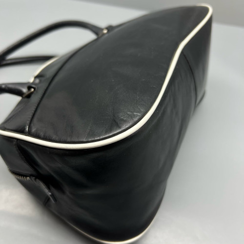Prada Bowling Bag Calfskin Black White