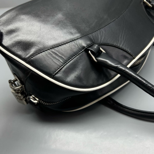 Prada Bowling Bag Calfskin Black White