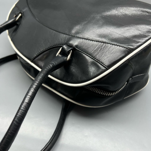 Prada Bowling Bag Calfskin Black White