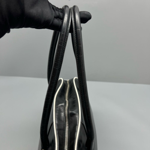 Prada Bowling Bag Calfskin Black White