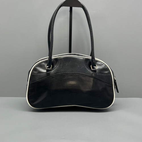 Prada Bowling Bag Calfskin Black White