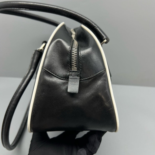 Prada Bowling Bag Calfskin Black White