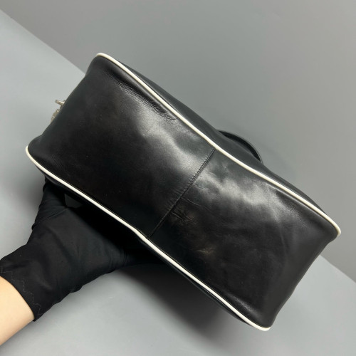 Prada Bowling Bag Calfskin Black White