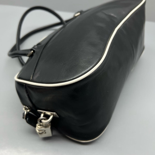 Prada Bowling Bag Calfskin Black White