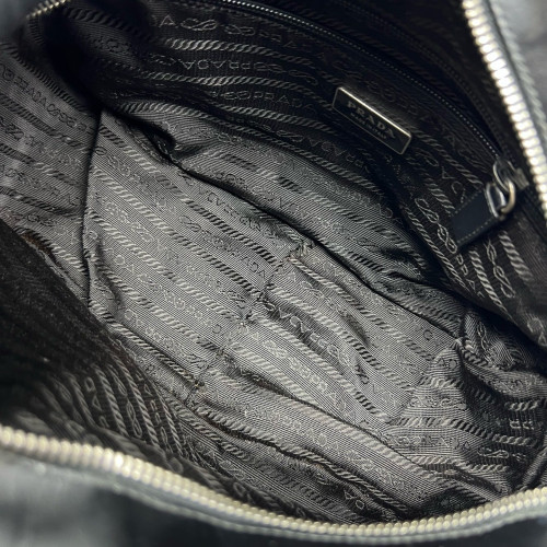 Prada Bowling Bag Calfskin Black White