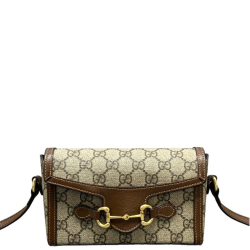 Gucci Mini Horsebit 1955 GG Supreme Monogram Brown Beige