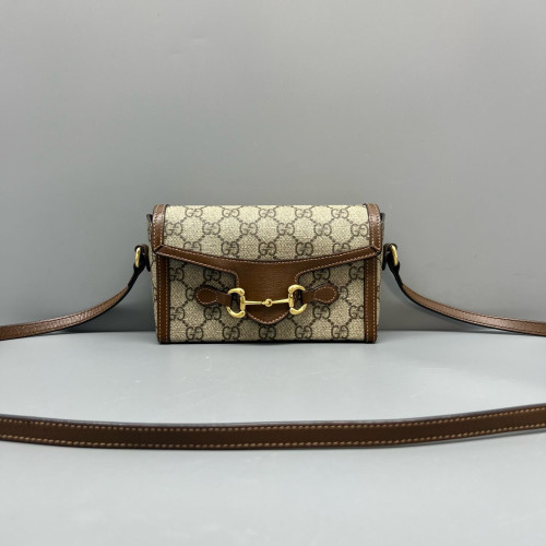 Gucci Mini Horsebit 1955 GG Supreme Monogram Brown Beige