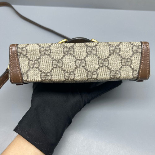 Gucci Mini Horsebit 1955 GG Supreme Monogram Brown Beige