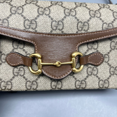 Gucci Mini Horsebit 1955 GG Supreme Monogram Brown Beige
