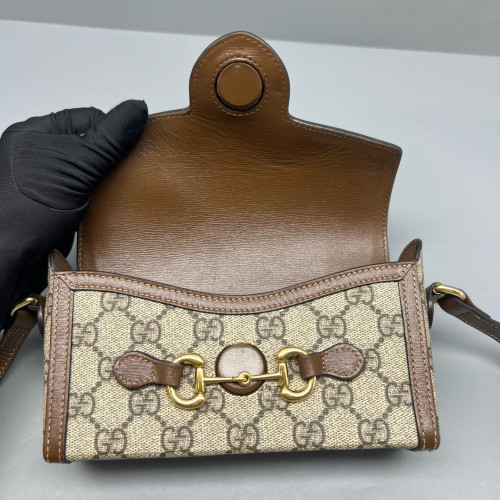 Gucci Mini Horsebit 1955 GG Supreme Monogram Brown Beige