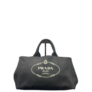 Prada Beach Tote Canvas Calfskin Black Prada Beach Tote Canvas Calfskin Black