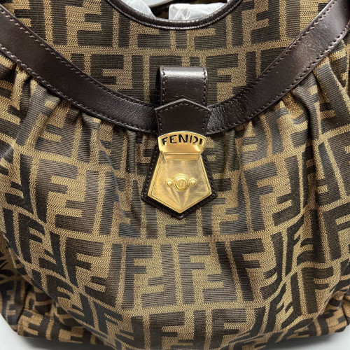 Fendi Shoulder Bag Zucca Brown Dark Brown