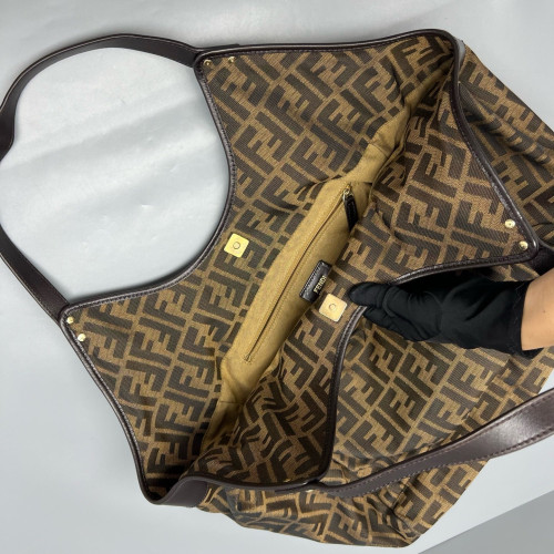 Fendi Shoulder Bag Zucca Brown Dark Brown