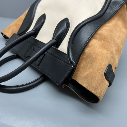 Celine Medium Luggage Phantom Calfskin Suede Black White Brown