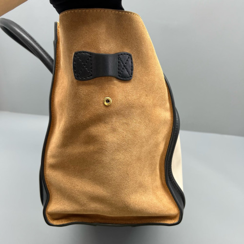 Celine Medium Luggage Phantom Calfskin Suede Black White Brown