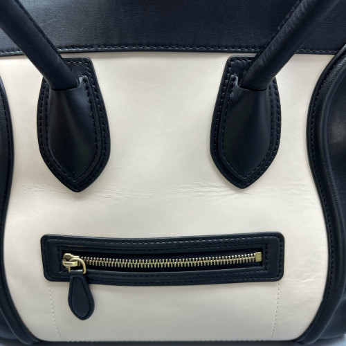 Celine Medium Luggage Phantom Calfskin Suede Black White Brown