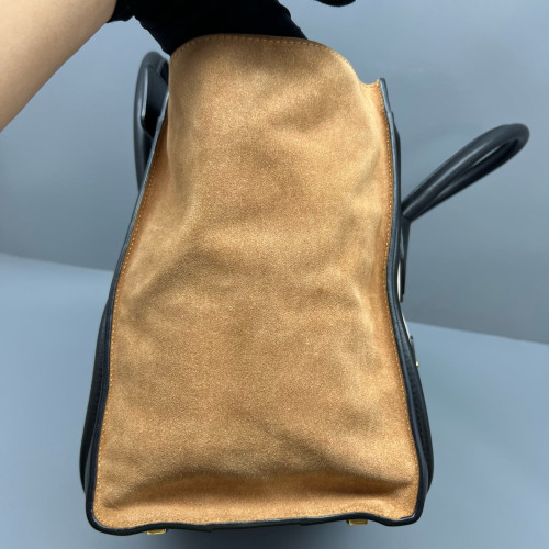 Celine Medium Luggage Phantom Calfskin Suede Black White Brown
