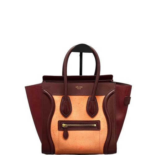 Celine Micro Luggage Calfskin Burgundy Orange