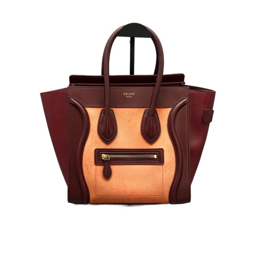 Celine Micro Luggage Calfskin Burgundy Orange