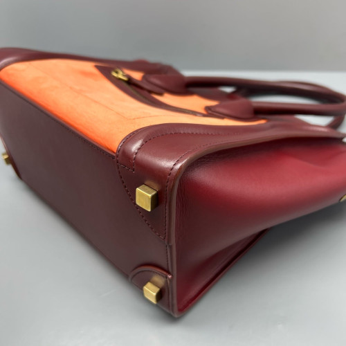 Celine Micro Luggage Calfskin Burgundy Orange