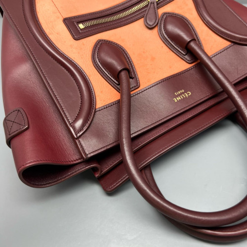 Celine Micro Luggage Calfskin Burgundy Orange