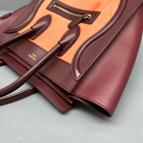 Celine Micro Luggage Calfskin Burgundy Orange