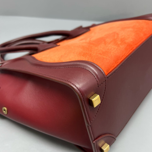 Celine Micro Luggage Calfskin Burgundy Orange