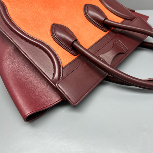 Celine Micro Luggage Calfskin Burgundy Orange