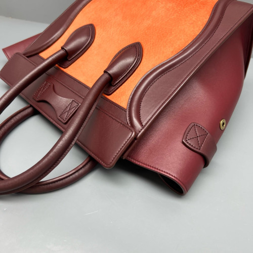 Celine Micro Luggage Calfskin Burgundy Orange