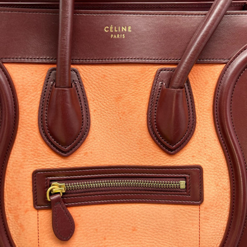 Celine Micro Luggage Calfskin Burgundy Orange