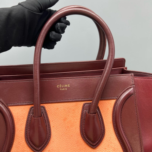 Celine Micro Luggage Calfskin Burgundy Orange